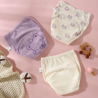 Calças de treinamento para bebês, fraldas de malha respirável para crianças, calças de fraldas de bebê laváveis, 6 camadas de gaze, calças de treinamento