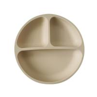 Baby Silicone Divided Suction Plate  Beige