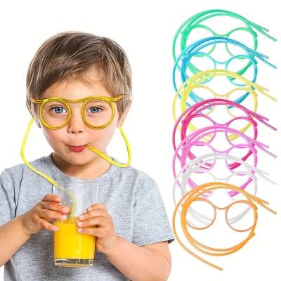 Straw Glasses Funny Soft PVC Glasses Flexible Straws, Children's Party Supplies