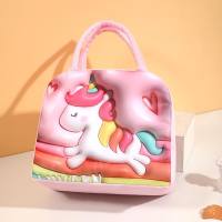 Large capacity lunch bag, 3D pattern visual three-dimensional cartoon lunch box  Pink