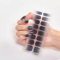 Sparkly Full Cover Nail Art Stickers 16pcs - Self-Adhesive Nail Decals for Women - Easy to Apply and Long-Lasting Nail Art Strips  Gray