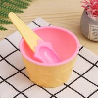 2-piece Children's Ice-cream Style Bowel with Spoon  Pink