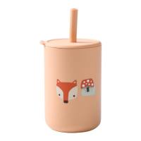 Baby Cartoon Printed Sippy Cup with Straw & Lid  Yellow