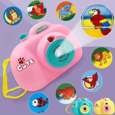 1pc Mini caméra lampe de poche de projection jouet, caméra de viseur avec projecteur, projecteurs à piles avec diapositives d'animaux sauvages, cadeaux de fête, fournitures de fête, cadeaux de fête pour enfants