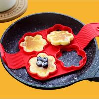 Clearance Noodle Master 4 in a row 4-hole silicone omelette pancake mold variety of baking tools  Multicolor
