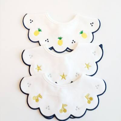 Baby Pure Cotton Moon and Star Embroidered Bib