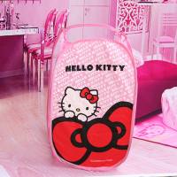 Cute Foldable Laundry Toys Tidy Clothes Socks Basket Storage Bag (Pink Kitty Cat)  Multicolor