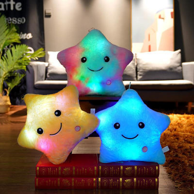 Cartoon five-pointed star pillow doll colorful luminous light star plush toy