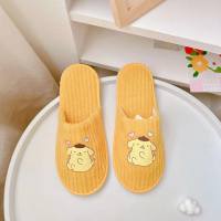 Japanese cartoon Kuromi girl heart home slippers Pacha dog coral velvet hotel indoor convenient slippers ugly fish  Yellow