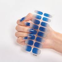 Sparkly Full Cover Nail Art Stickers 16pcs - Self-Adhesive Nail Decals for Women - Easy to Apply and Long-Lasting Nail Art Strips  Deep Blue