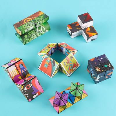 Quebra-cabeça educacional para primeira infância, cubo mágico 3d tridimensional, dois em um, céu estrelado, descompressão, cubo mágico