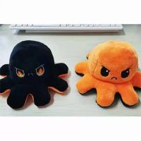 Kreatives Octopus zweiseitiges Plüschausdruck-Puppenspielzeug  Gelb