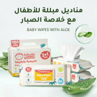 مناديل مبللة للأطفال ، HIBIBO Natural Care Sensitive Baby Wipes 3 عبوات من 60 منديل (180 منديل)  متعدد الألوان