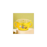 Children's Bowl Baby Food Supplement Bowl 304 Stainless Steel Children's Eating Bowl Binaural Bowl Tableware  Yellow