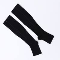 Meias de compressão esportiva meias com zíper meias elásticas para pernas  Preto