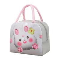Large capacity lunch bag, 3D pattern visual three-dimensional cartoon lunch box  Beige