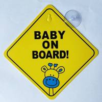 BABY ON BOARD suction cup car sticker warning baby car sticker  Multicolor