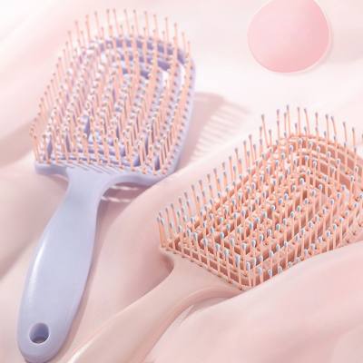 Macaron large curved comb scalp massage comb men's fluffy comb curly hair styling comb arc nine ribs comb