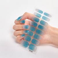 Sparkly Full Cover Nail Art Stickers 16pcs - Self-Adhesive Nail Decals for Women - Easy to Apply and Long-Lasting Nail Art Strips  Light Blue