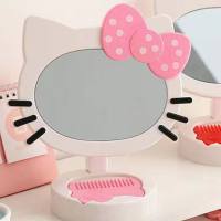 Creativo dibujos animados lindo lavado toalla peine espejo Ins estilo escritorio espejo dormitorio maquillaje espejo  Rosado