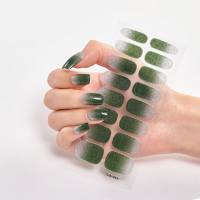 Sparkly Full Cover Nail Art Stickers 16pcs - Self-Adhesive Nail Decals for Women - Easy to Apply and Long-Lasting Nail Art Strips  Green