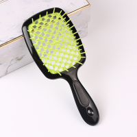 1pcs Hollow Out Hairdressing Comb Anti-Static Detangling Hair Brush Scalp Massage Hair Brush For All Hair Types  Green