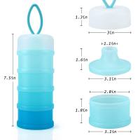 صندوق حفظ حليب الأطفال، صندوق محمول لحفظ حليب الأطفال، يستخدم لتقسيم حليب الأطفال إلى أقسام مستقلة، يحتوي على 4 طبقات.  أزرق