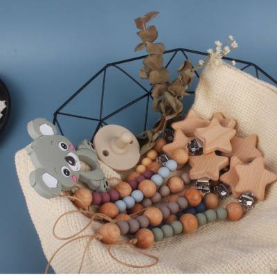 Baby Silicone Wooden Star Pacifier Clip