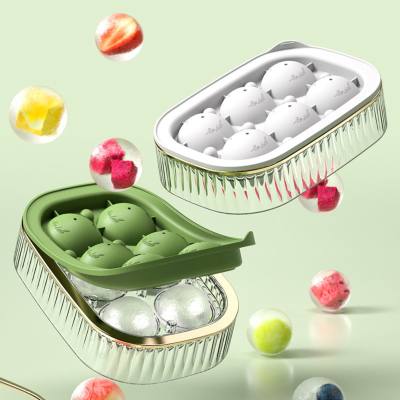 Ice cube mold food grade household ice making round ice tray with lid