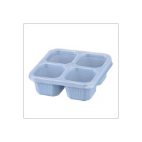 Récipient à collation avec 4 compartiments, boîte à déjeuner Bento divisée avec couvercles transparents 1 pièce  Bleu