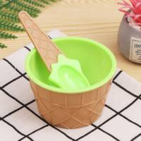 2-piece Children's Ice-cream Style Bowel with Spoon  Green