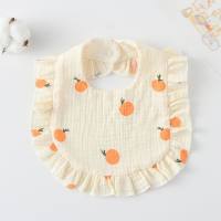 ins baby saliva towel ruffle baby cotton printed gauze lace bib bib saliva pocket cotton type A  Multicolor