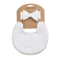 Babero de 3 piezas de puro algodón con lazo decorativo para bebé  Blanco