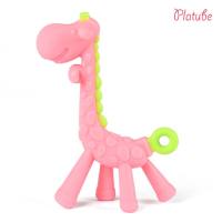 Baby Silicone Giraffe Style Teether Toy  Pink
