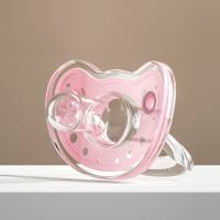 Baby pacifier anti-dropping silicone baby round head weaning coaxing artifact night use flat head sleeping pacifier  Pink