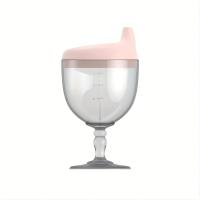 Children's high-foot milk cup anti-fall learning drinking cup baby home drinking water  Pink
