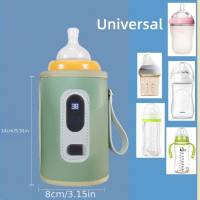 USB portable outdoor baby heating bottle insulation cover universal heating constant temperature milk warmer bottle insulation cover  Green