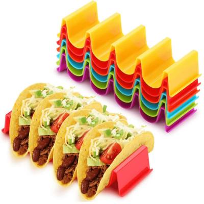 Porta taco, vassoio per taco colorato a forma di onda, supporto per conchiglia per taco per feste, contiene 4 tacos ciascuno