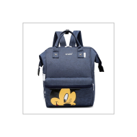حقيبة أمومة جديدة بأسلوب ميكي للأم والطفل، محمولة على الكتف بتصميم متعدد الاستخدامات، يمكن شحنها مع شعار العلامة التجارية.  أزرق