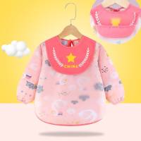Baby eating smock bib girls pure cotton waterproof and anti-dirty baby rice pocket boy children's apron children dress backwards  Multicolor
