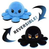 Kreatives Octopus zweiseitiges Plüschausdruck-Puppenspielzeug  Blau