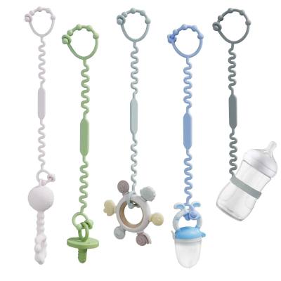 Baby Teether Toy Harness，Silicone Adjustable Baby Pacifier Clips, Toddler Bottle Harness For Stroller, Car Seat, Hanging Basket, Crib, Bouncer, BPA Free