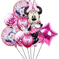 Conjunto de globos de látex de Mickey Minnie de pie con dibujos animados, conjunto de globos de película de aluminio para Fiesta Temática para niños  Rosado