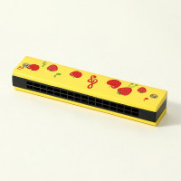 ألعاب موسيقية للأطفال على شكل هارمونيكا ذات 16 فتحة من الخشب الكرتوني  أصفر