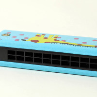 ألعاب موسيقية للأطفال على شكل هارمونيكا ذات 16 فتحة من الخشب الكرتوني  أزرق فاتح
