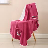 Coral Velvet Strawberry Bear Bath Towel  Hot Pink