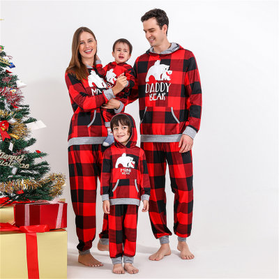 Vêtements de famille T-shirt et pantalon imprimés de dessin animé à carreaux de Noël