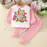 2-piece Toddler Girl Cartoon Rabbit Printed Long Sleeve Top & Matching Pants  Pink