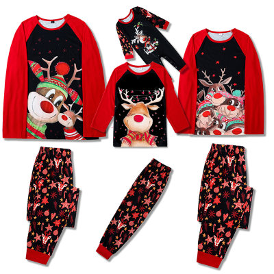 Vêtements de famille T-shirt et pantalon imprimés de cerfs de Noël
