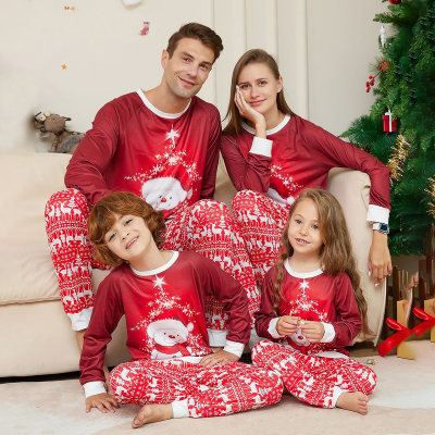 Conjuntos de pantalones y top de manga larga con estampado de muñeco de nieve navideño a juego familiar